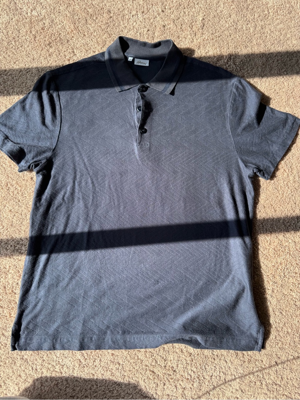 Brioni Dark Gray Short-Sleeve Polo
